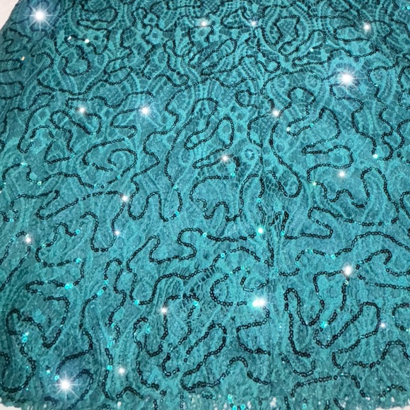 worn ONCE! BLU SAGE emerald green sequins floor length formal/ ball GOWN size 12 - Picture 5 of 6